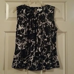 Calvin Klein Black & Ivory Sleeveless Blouse